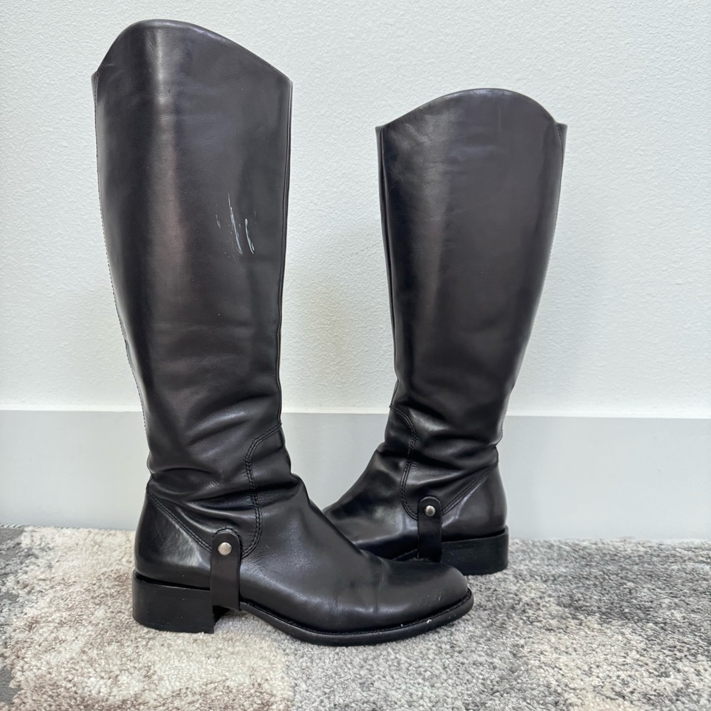 Via Spiga Dark Leather Tall Black Boots women’s Riding boots